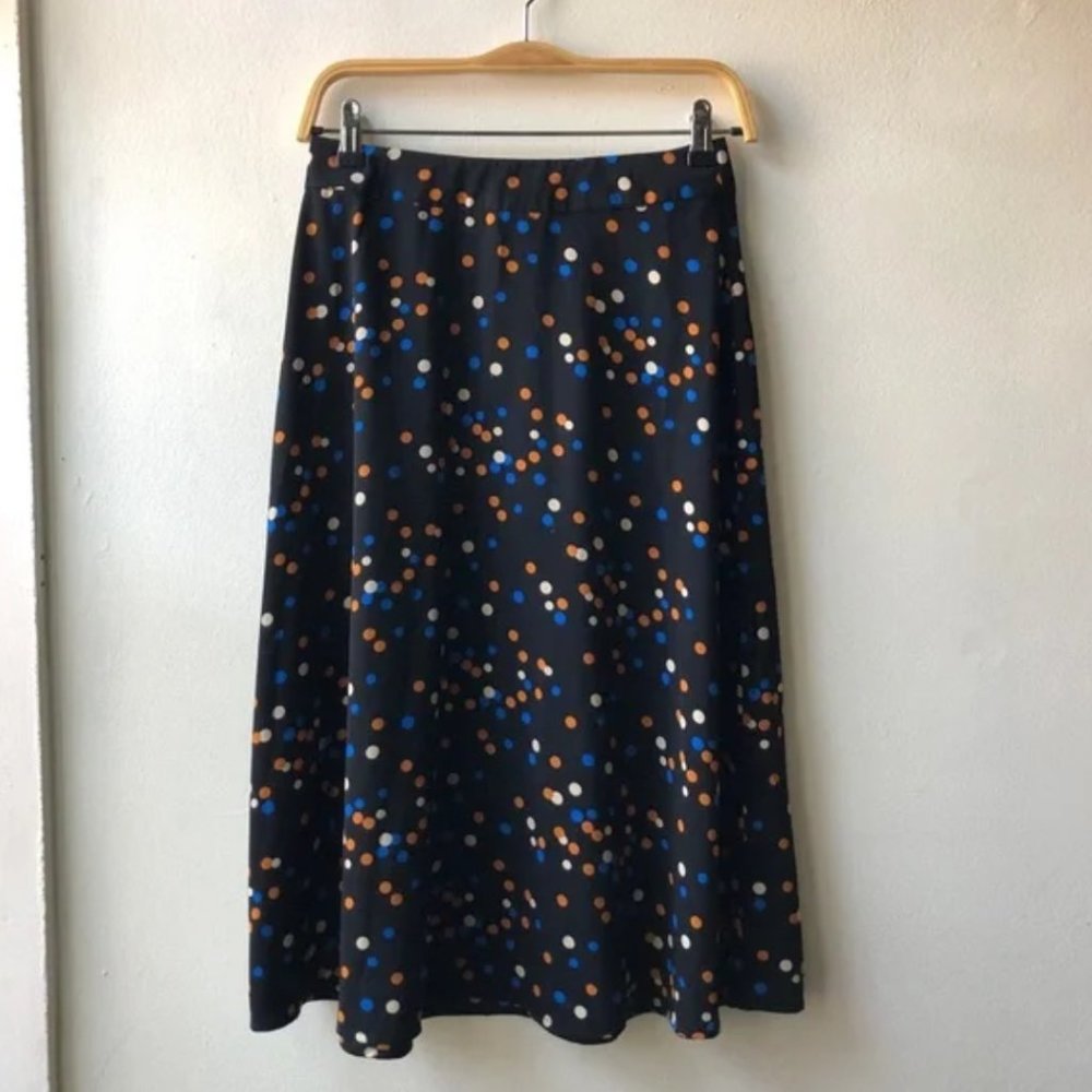 Polka Dot A Line Skirt Retro Vintage Inspired size Medium Black Blue Ora…